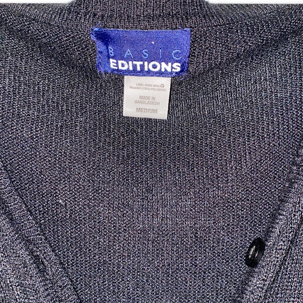 Black Cardigan Basic Edition Button Down Size Medium - Picture 4 of 6
